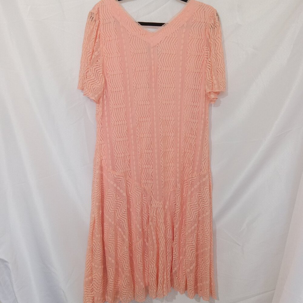 Rabbit Rabbit Rabbit Designs Peach Lace Dress Womens Sz 18 NWT Boho Cottagecore - Picture 7 of 12